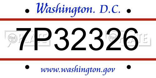 7P32326 District Of Columbia License Plate