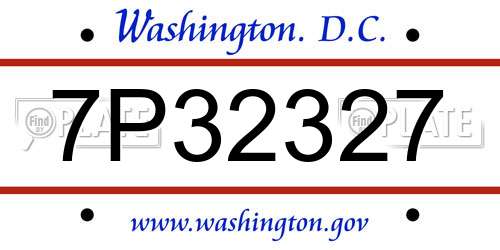 7P32327 District Of Columbia License Plate