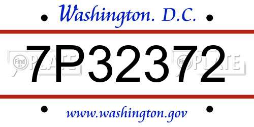 7P32372 District Of Columbia License Plate