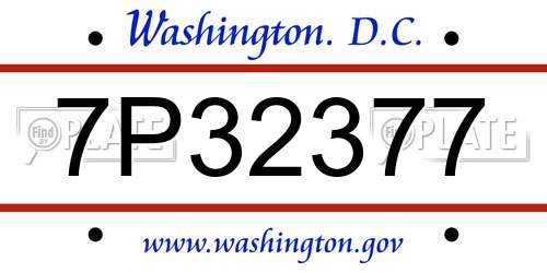 7P32377 District Of Columbia License Plate