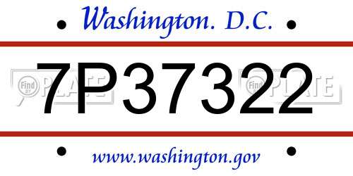7P37322 District Of Columbia License Plate