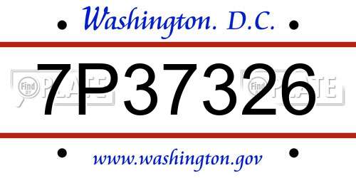 7P37326 District Of Columbia License Plate