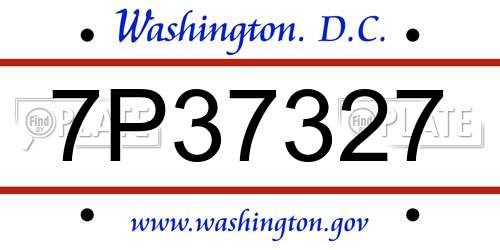 7P37327 District Of Columbia License Plate