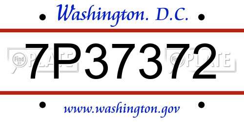 7P37372 District Of Columbia License Plate