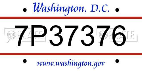 7P37376 District Of Columbia License Plate