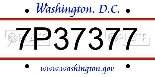 7P37377 District Of Columbia License Plate
