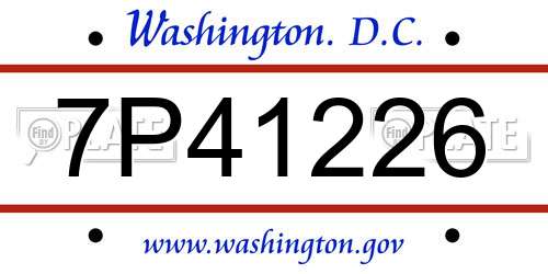 7P41226 District Of Columbia License Plate