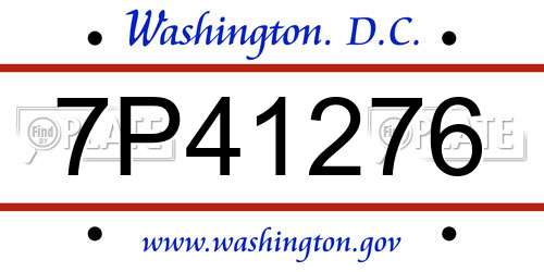 7P41276 District Of Columbia License Plate