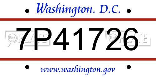 7P41726 District Of Columbia License Plate