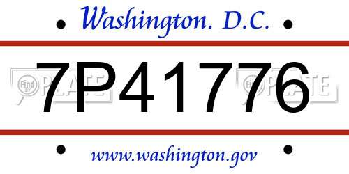 7P41776 District Of Columbia License Plate
