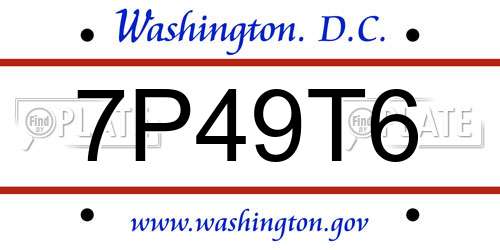 7P49T6 District Of Columbia License Plate