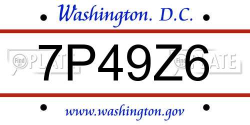 7P49Z6 District Of Columbia License Plate