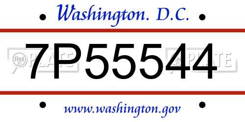 7P55544 District Of Columbia License Plate