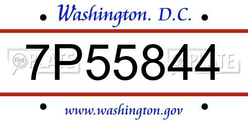 7P55844 District Of Columbia License Plate