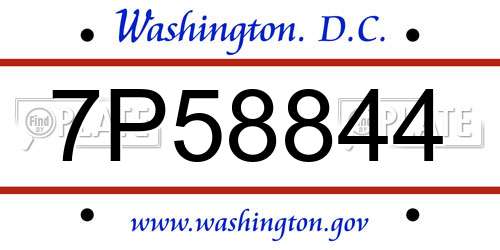 7P58844 District Of Columbia License Plate