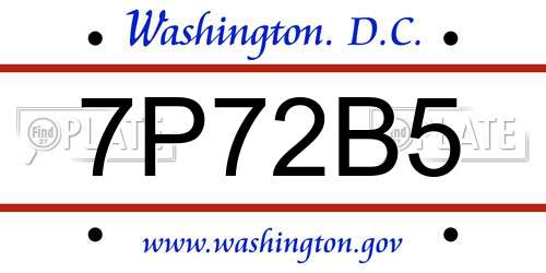 7P72B5 District Of Columbia License Plate