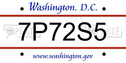 7P72S5 District Of Columbia License Plate