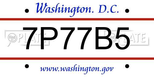 7P77B5 District Of Columbia License Plate