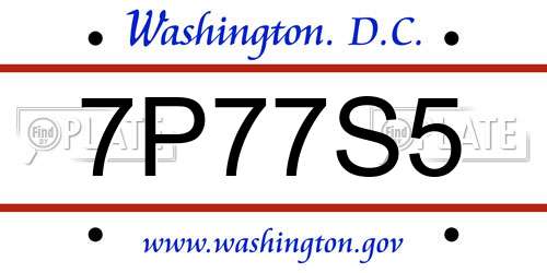 7P77S5 District Of Columbia License Plate