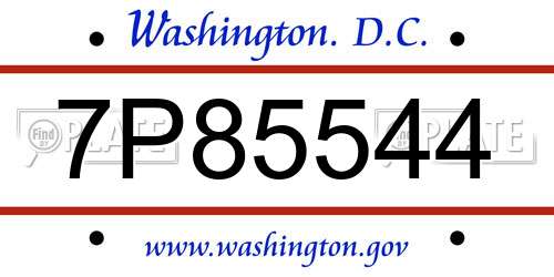 7P85544 District Of Columbia License Plate