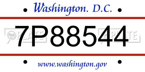 7P88544 District Of Columbia License Plate
