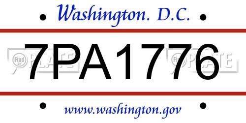 7PA1776 District Of Columbia License Plate