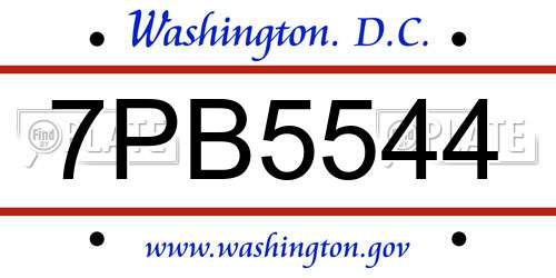 7PB5544 District Of Columbia License Plate