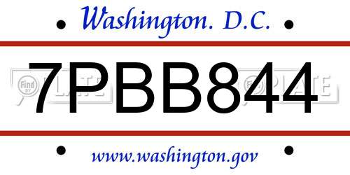 7PBB844 District Of Columbia License Plate