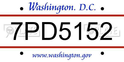 7PD5152 District Of Columbia License Plate