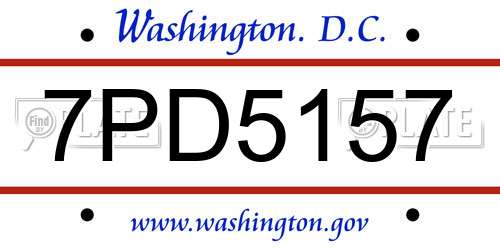 7PD5157 District Of Columbia License Plate