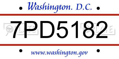 7PD5182 District Of Columbia License Plate