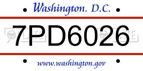 7PD6026 District Of Columbia License Plate