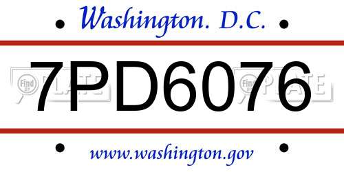7PD6076 District Of Columbia License Plate