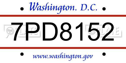 7PD8152 District Of Columbia License Plate