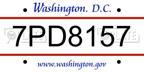 7PD8157 District Of Columbia License Plate