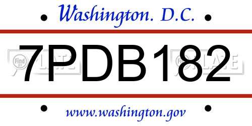 7PDB182 District Of Columbia License Plate