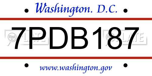 7PDB187 District Of Columbia License Plate