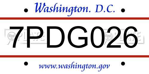 7PDG026 District Of Columbia License Plate