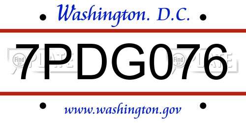 7PDG076 District Of Columbia License Plate