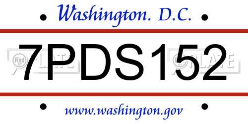 7PDS152 District Of Columbia License Plate