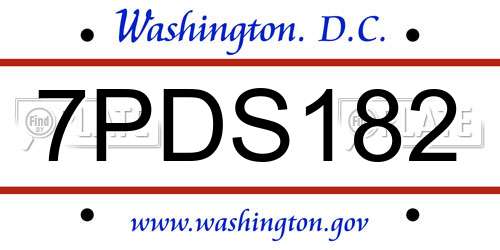 7PDS182 District Of Columbia License Plate