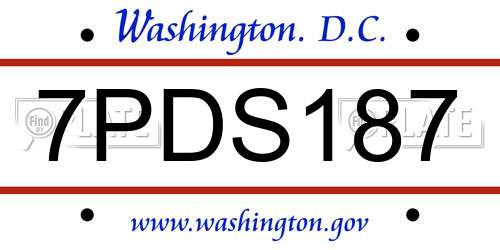 7PDS187 District Of Columbia License Plate