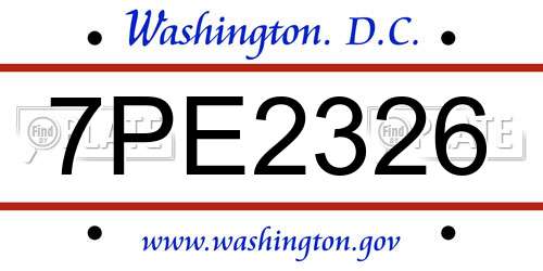 7PE2326 District Of Columbia License Plate