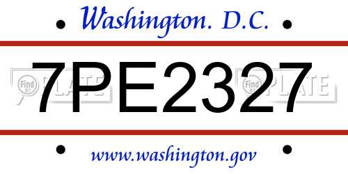 7PE2327 District Of Columbia License Plate