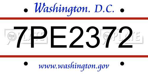 7PE2372 District Of Columbia License Plate