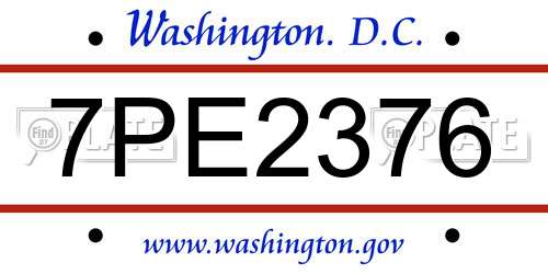 7PE2376 District Of Columbia License Plate