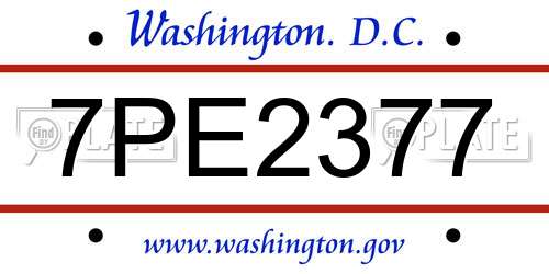 7PE2377 District Of Columbia License Plate