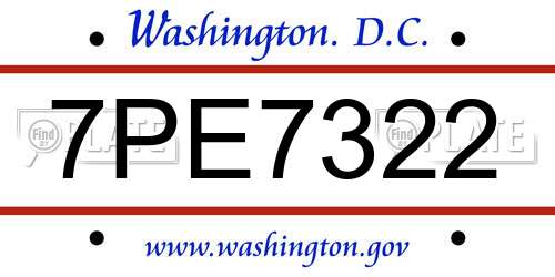 7PE7322 District Of Columbia License Plate