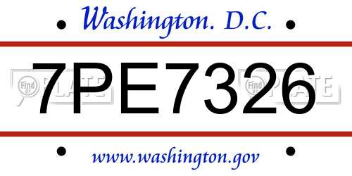 7PE7326 District Of Columbia License Plate