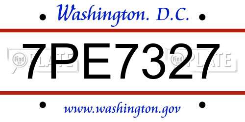 7PE7327 District Of Columbia License Plate